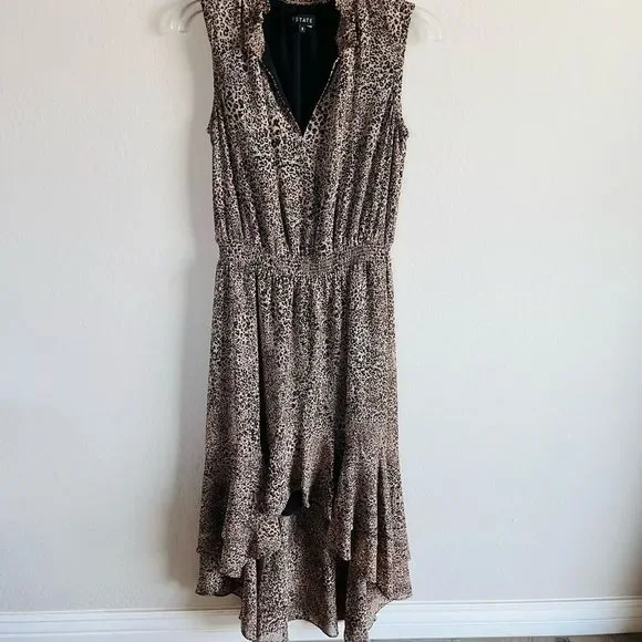 1 State Women’s Sleeveless Leopard High Low Dress Size S - Picture 2 of 9